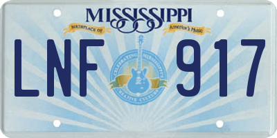 MS license plate LNF917