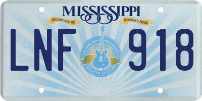 MS license plate LNF918
