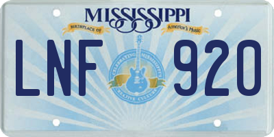 MS license plate LNF920