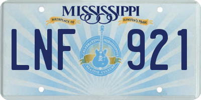 MS license plate LNF921