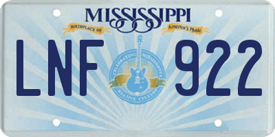 MS license plate LNF922