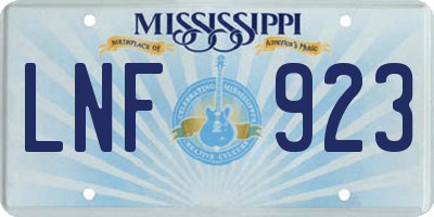MS license plate LNF923