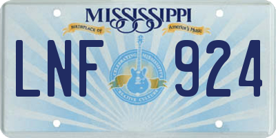 MS license plate LNF924