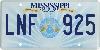 MS license plate LNF925