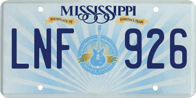 MS license plate LNF926