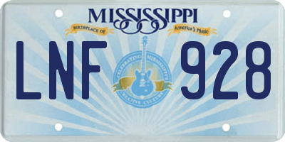 MS license plate LNF928