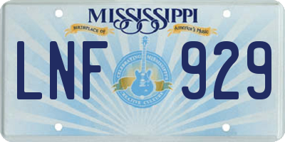 MS license plate LNF929