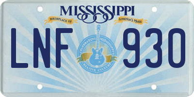 MS license plate LNF930