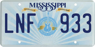 MS license plate LNF933