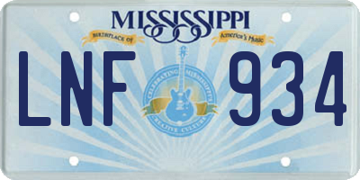 MS license plate LNF934