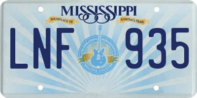 MS license plate LNF935