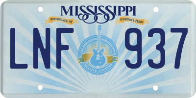 MS license plate LNF937