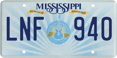 MS license plate LNF940