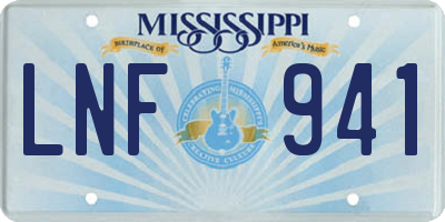 MS license plate LNF941