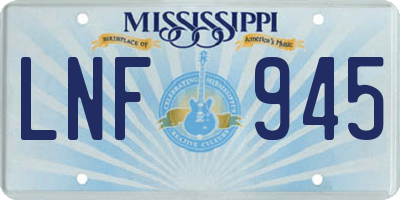 MS license plate LNF945