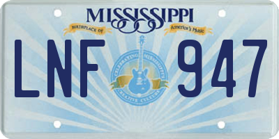 MS license plate LNF947