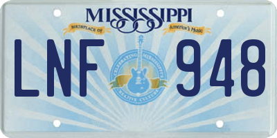 MS license plate LNF948