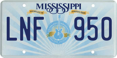 MS license plate LNF950