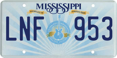 MS license plate LNF953
