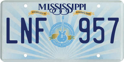 MS license plate LNF957