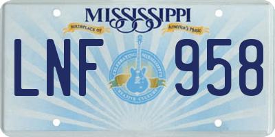 MS license plate LNF958