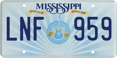 MS license plate LNF959