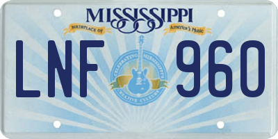 MS license plate LNF960