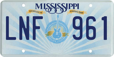 MS license plate LNF961