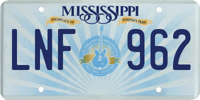 MS license plate LNF962