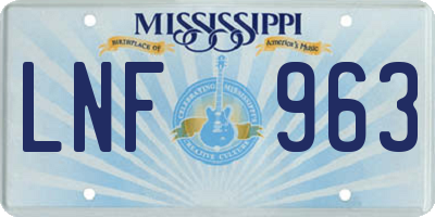 MS license plate LNF963