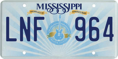 MS license plate LNF964