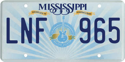 MS license plate LNF965