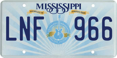 MS license plate LNF966