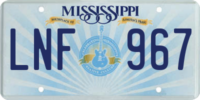 MS license plate LNF967