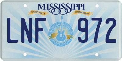 MS license plate LNF972