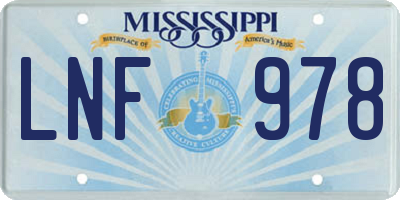 MS license plate LNF978