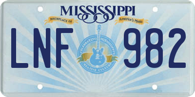 MS license plate LNF982