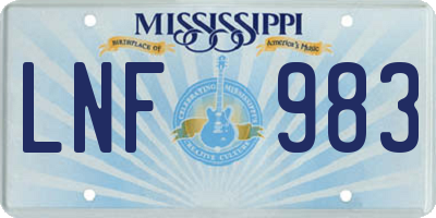 MS license plate LNF983