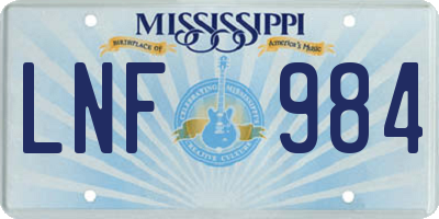 MS license plate LNF984