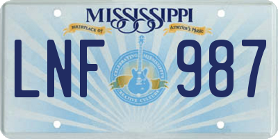 MS license plate LNF987