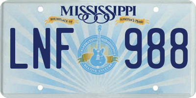 MS license plate LNF988