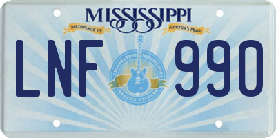 MS license plate LNF990