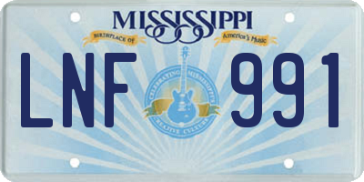 MS license plate LNF991