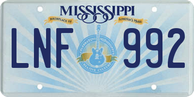 MS license plate LNF992
