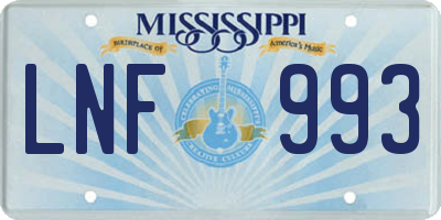 MS license plate LNF993