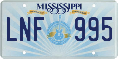 MS license plate LNF995
