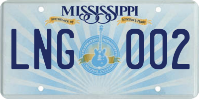 MS license plate LNG002