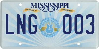 MS license plate LNG003