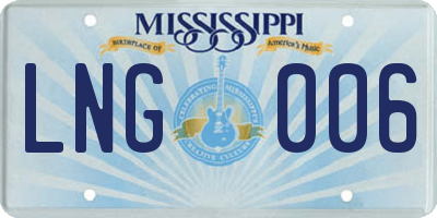 MS license plate LNG006
