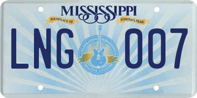 MS license plate LNG007